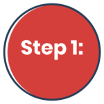 icon graphic of a circle around the words Step One