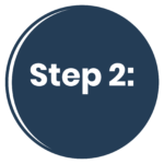 icon graphic of a circle around the words Step two